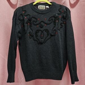 Glitz Vintage Black Knit Sweater Sz S